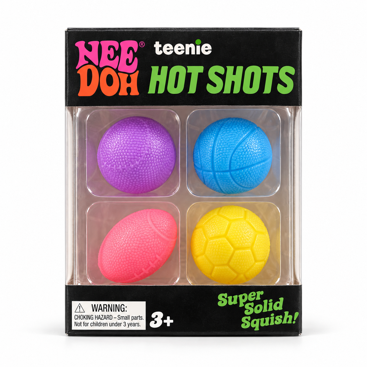 NeeDoh Teenie Hot Shots – set od 4 sportske loptice