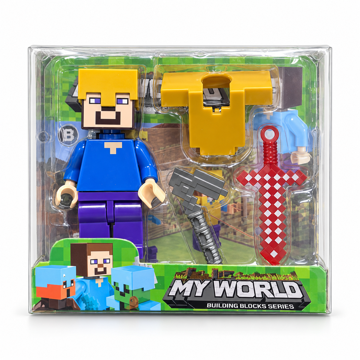 My World velika kockasta figura – set sa oklopom i oružjem
